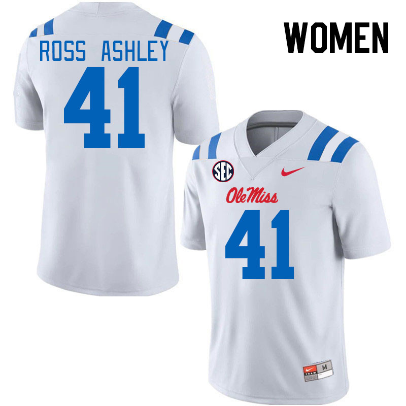 Women #41 John Ross Ashley Ole Miss Rebels 2024 New Uniforms College Football Jerseys Stitched-White